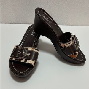 Franco Sarto Leopard Print Brown Wedges